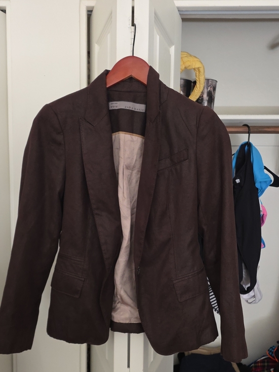 Zara Jackets & Blazers - Zara Basic Brown Suede-Look Blazer